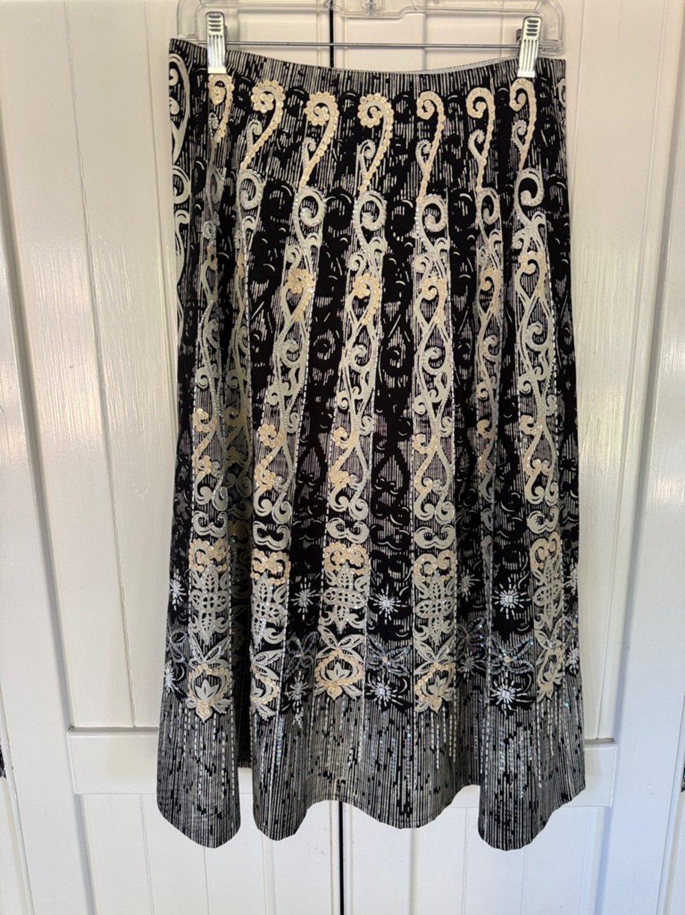 Basil & Maude Black and Cream A-Line Skirt Size 4-Paris Chic Vibe!